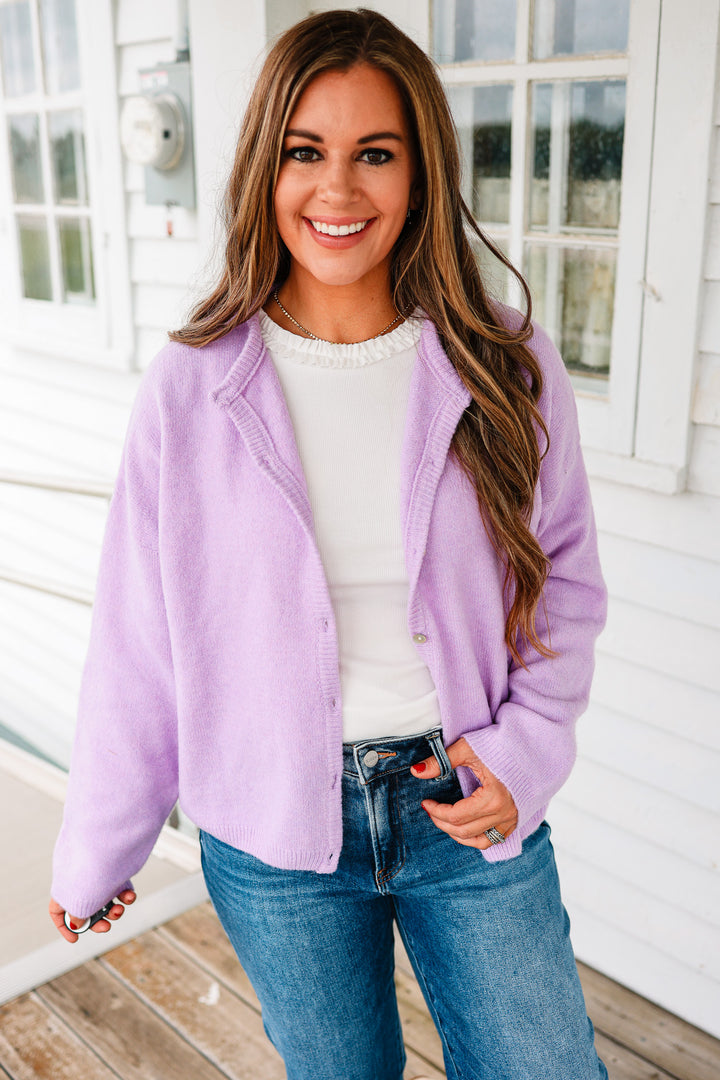 Sadie Sweater Cardigan - Lavender