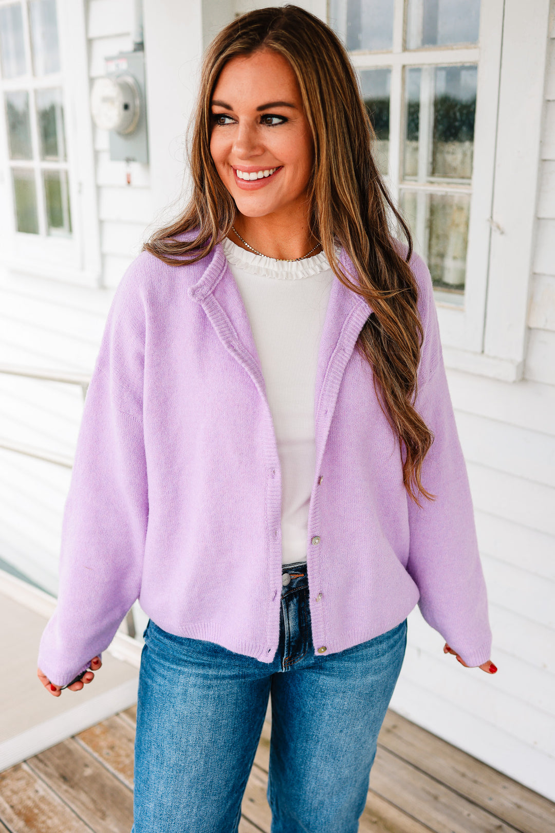 Sadie Sweater Cardigan - Lavender