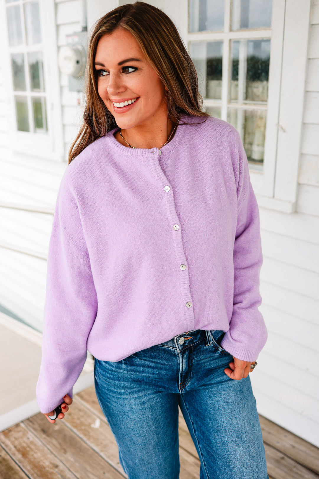 Sadie Sweater Cardigan - Lavender