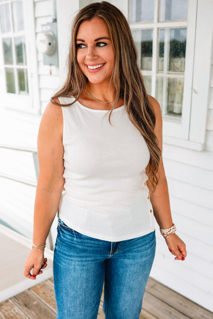 Corinne Asymmetrical Button Tank