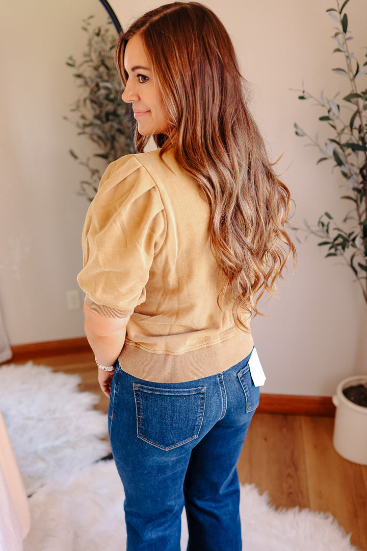 Alma Pleated Sweatshirt Tee - Mustard