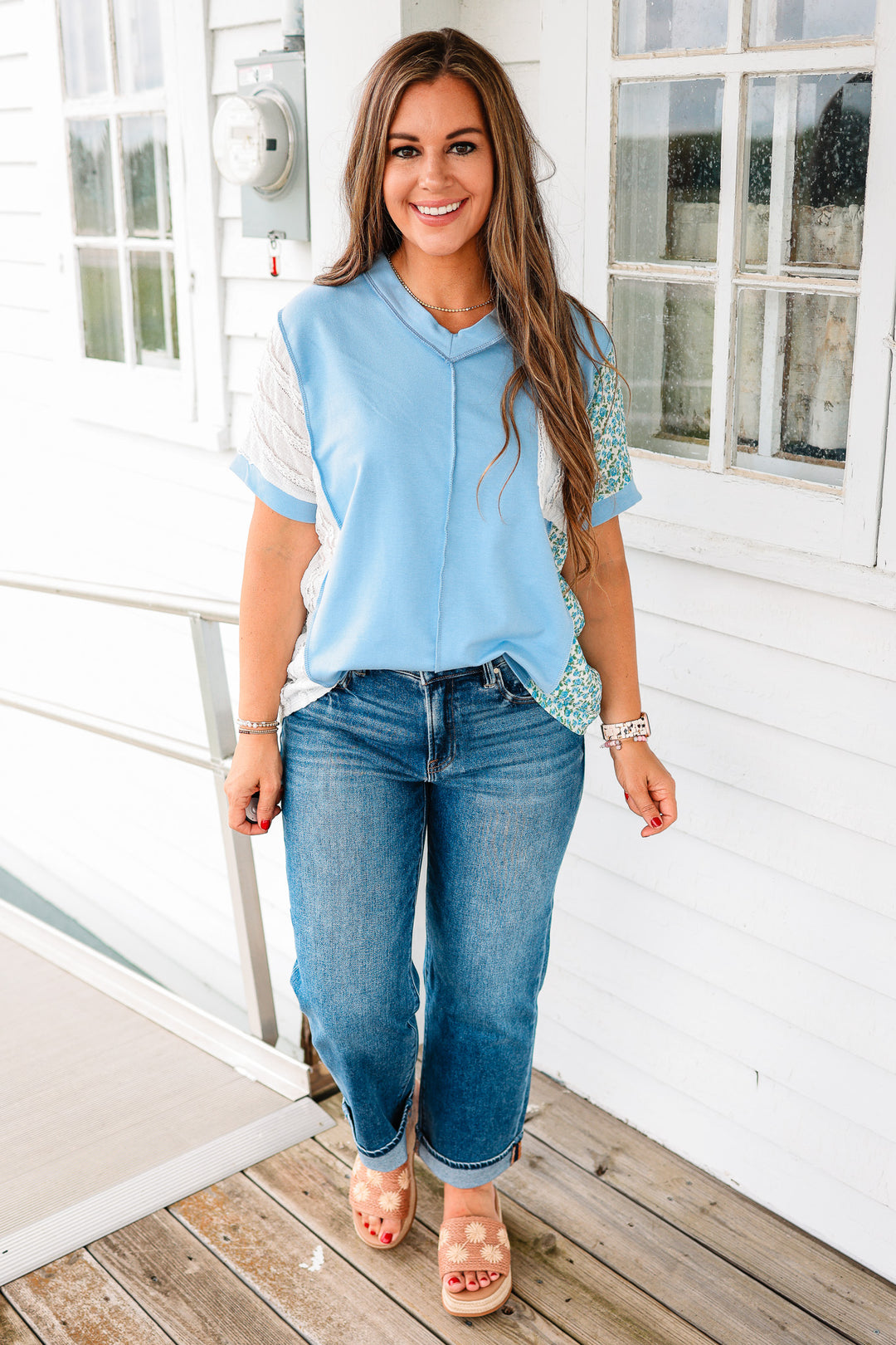Stella Colorblock V Neck Top