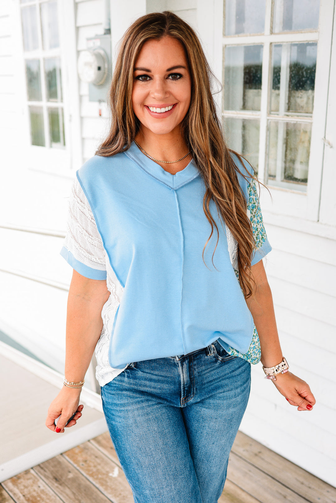 Stella Colorblock V Neck Top