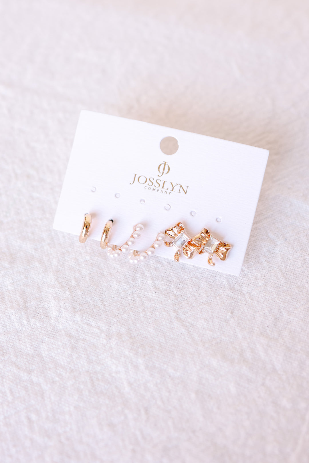 Pearl Embellished Hoops Bow Multi Earrings Set