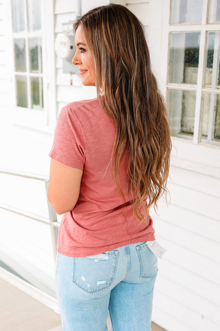 Audrey Dyed Cotton Slub Tee - Sangria