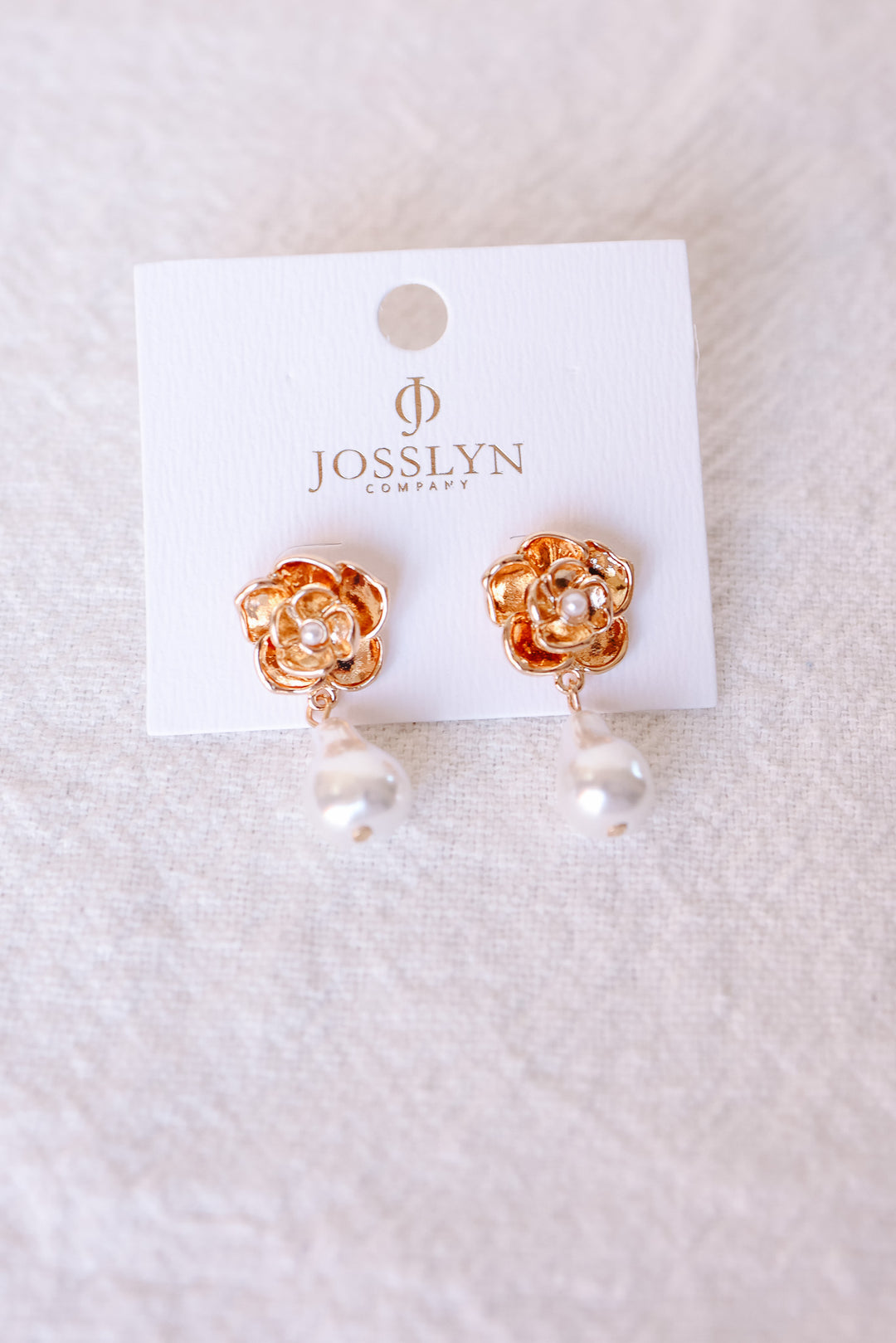 Vintage Gold Flower Drop Pearl Accent Earrings