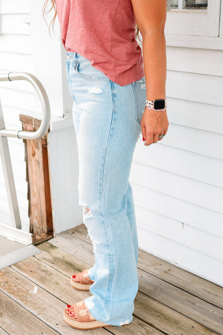 FLYING MONKEY: Vale High Rise Distressed Flare Jeans
