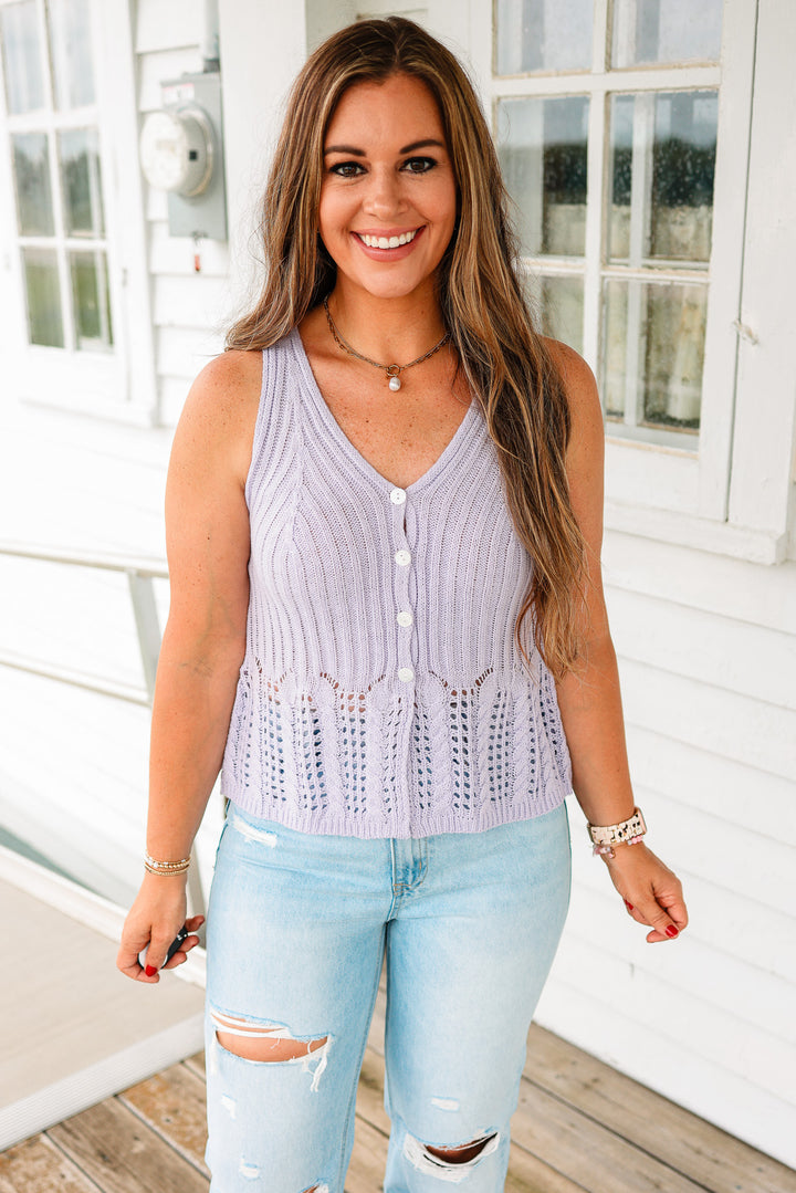 Kallie Stitch Mix Sweater Tank - Lavender