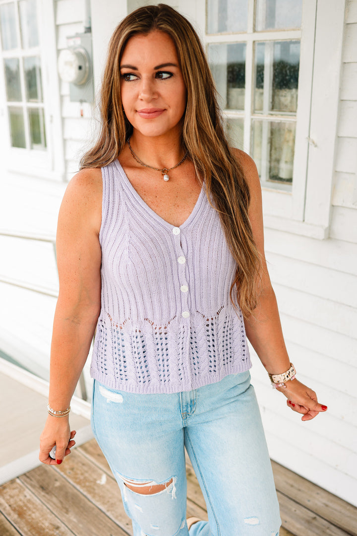 Kallie Stitch Mix Sweater Tank - Lavender