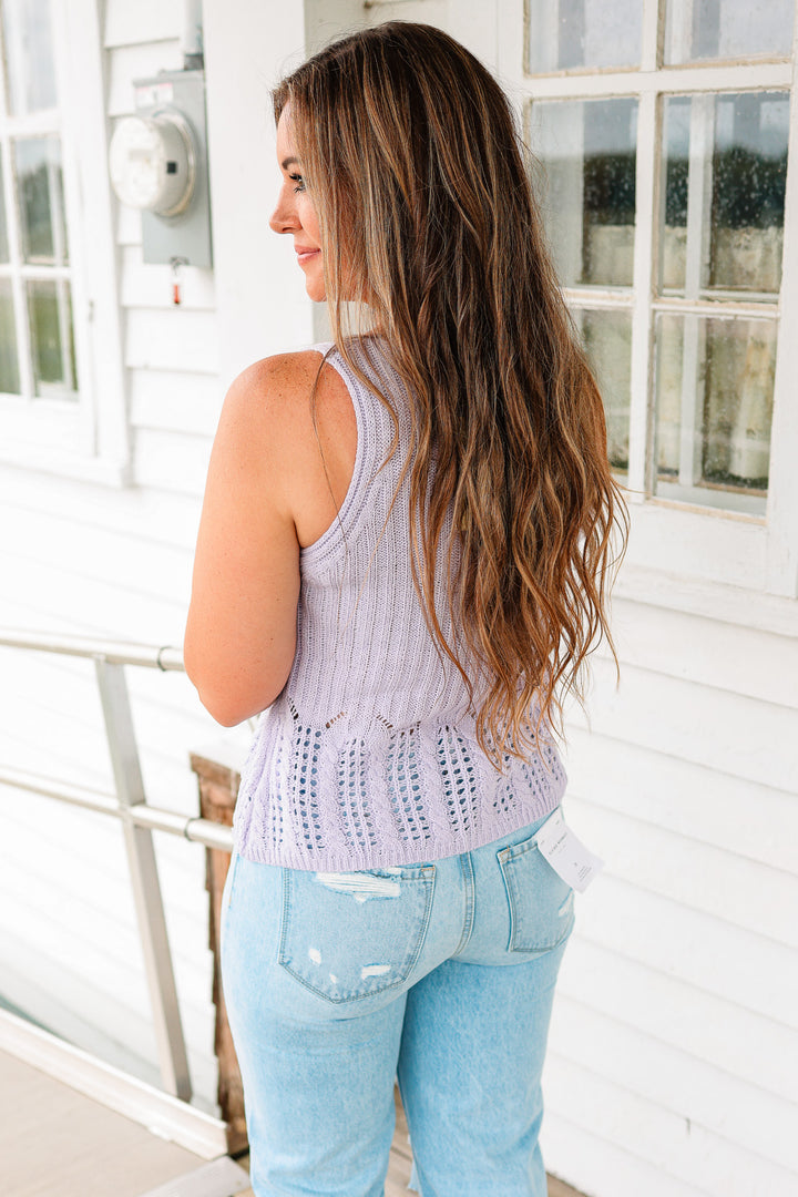 Kallie Stitch Mix Sweater Tank - Lavender