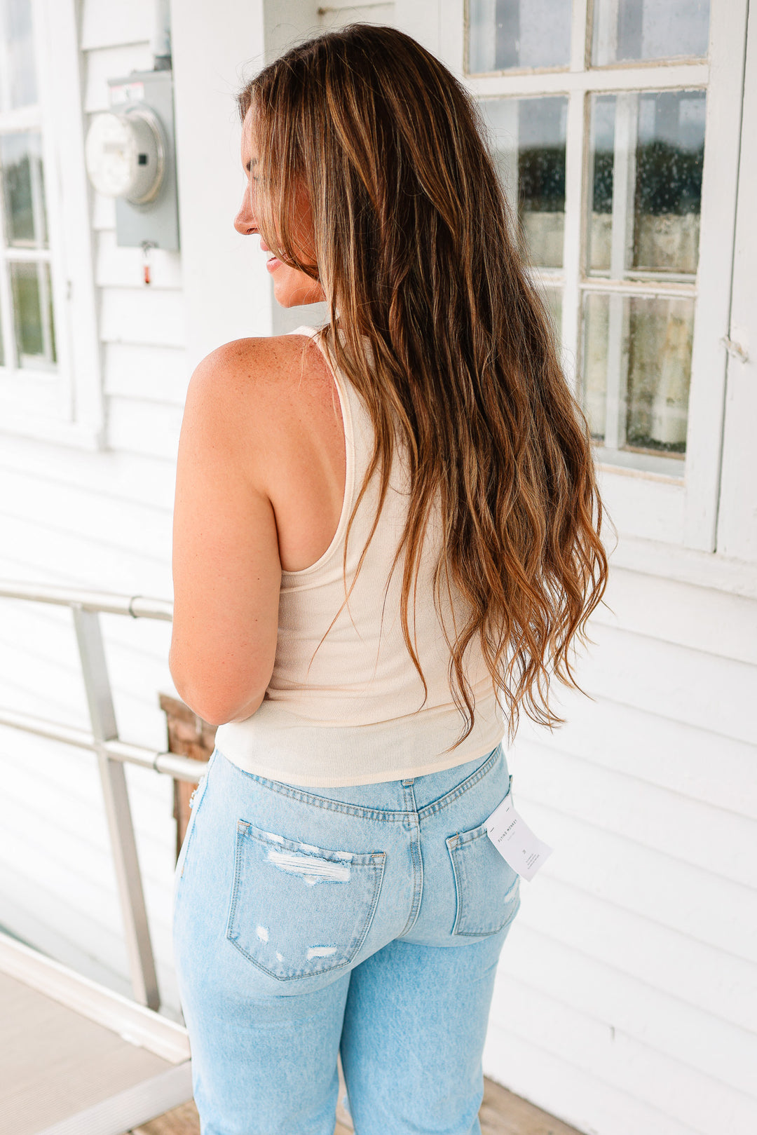 Selah Beaded Tank Top - Ecru