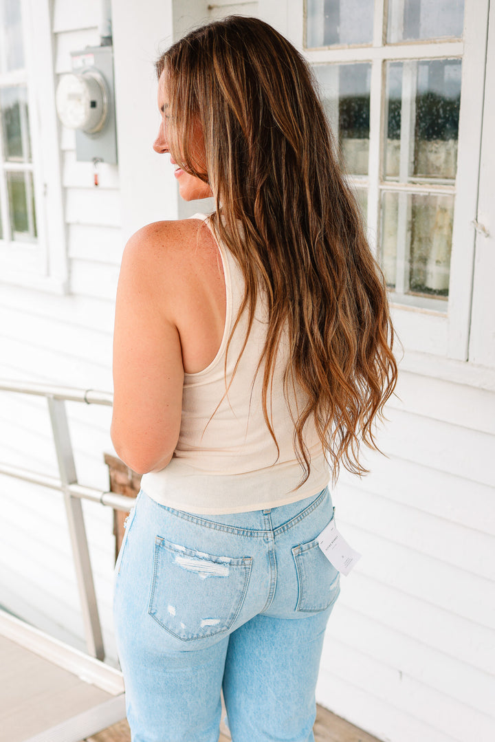Selah Beaded Tank Top - Ecru