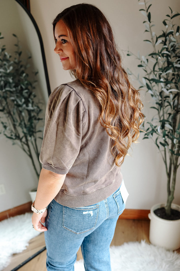 Alma Pleated Sweatshirt Tee - Black