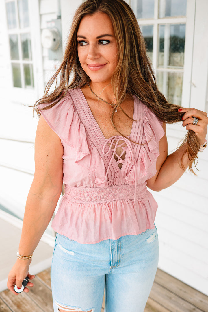 Iris Flutter Sleeve Smock Waist Top