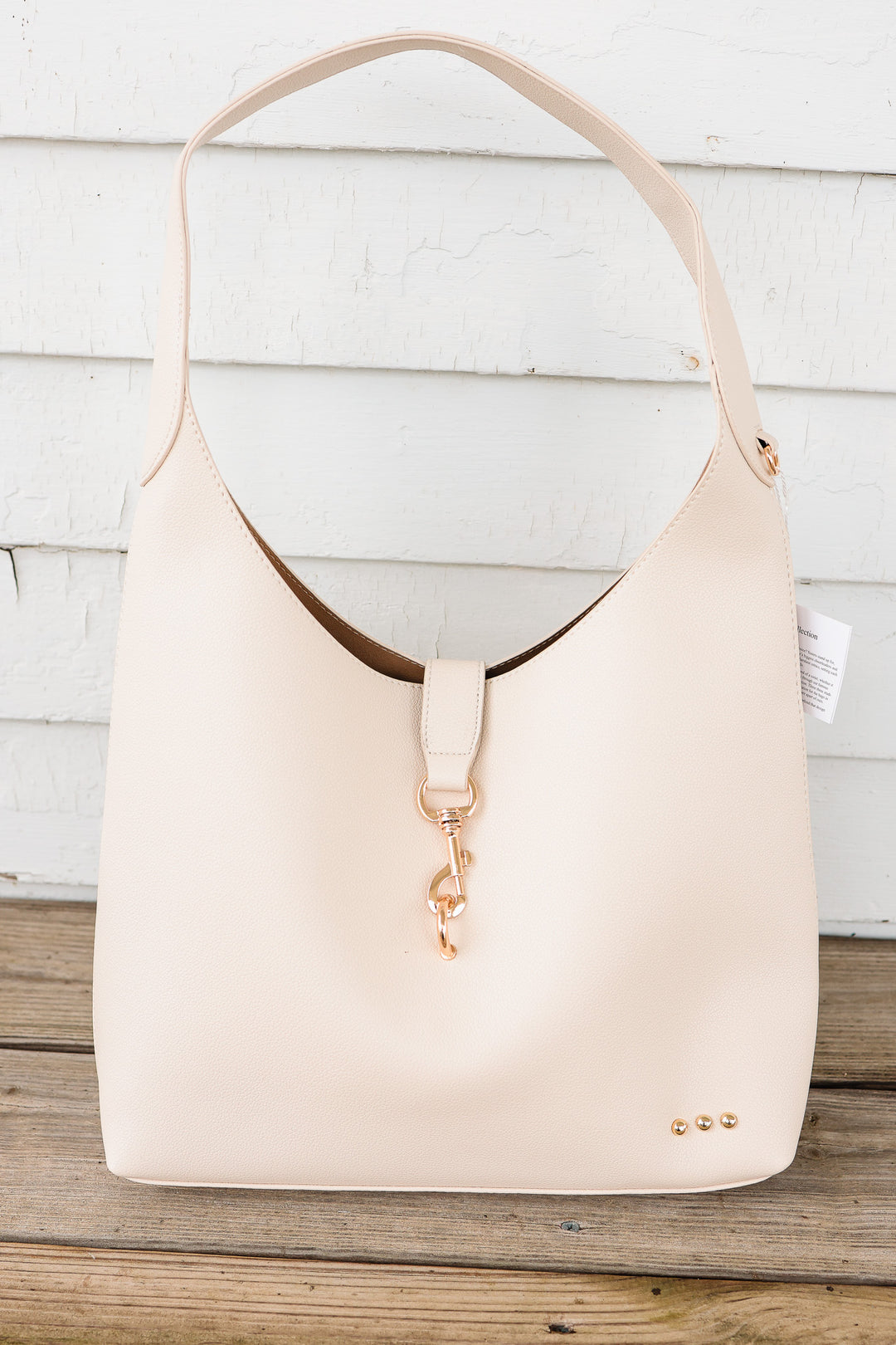 Haddie Hobo Vegan Leather Tote - Cream