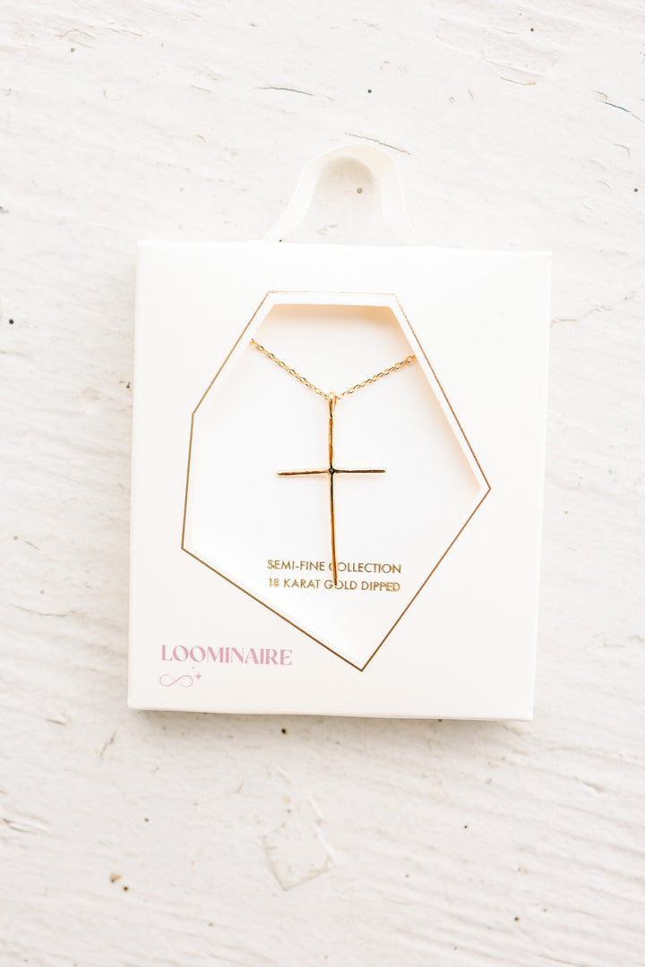 Gold Chain Sleek Cross Pendant Necklace