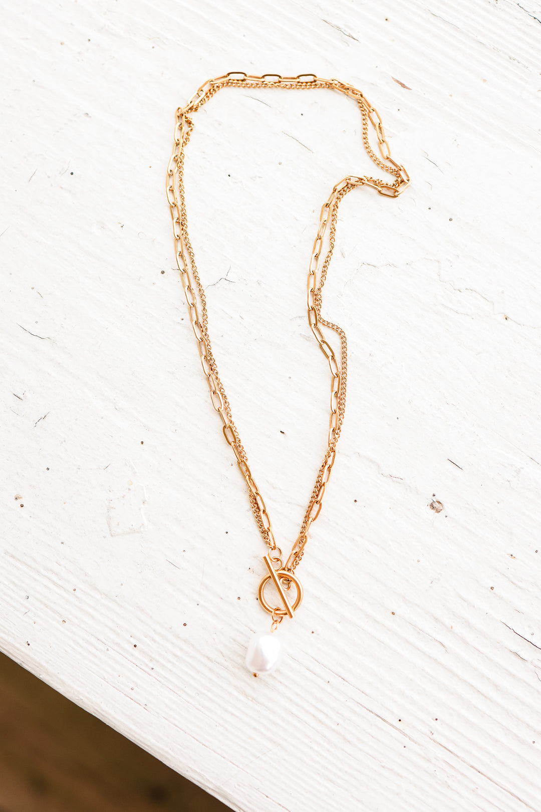 Toggle Clasp Pearl Chain Necklace