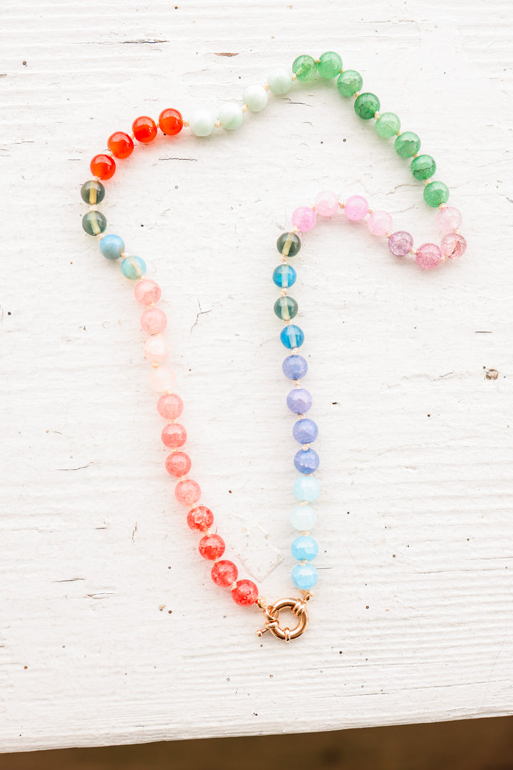 Etta Mixed Glass Necklace - Multi Colored