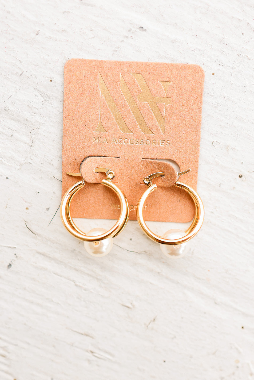 Pearl Drop Hoop Earrings