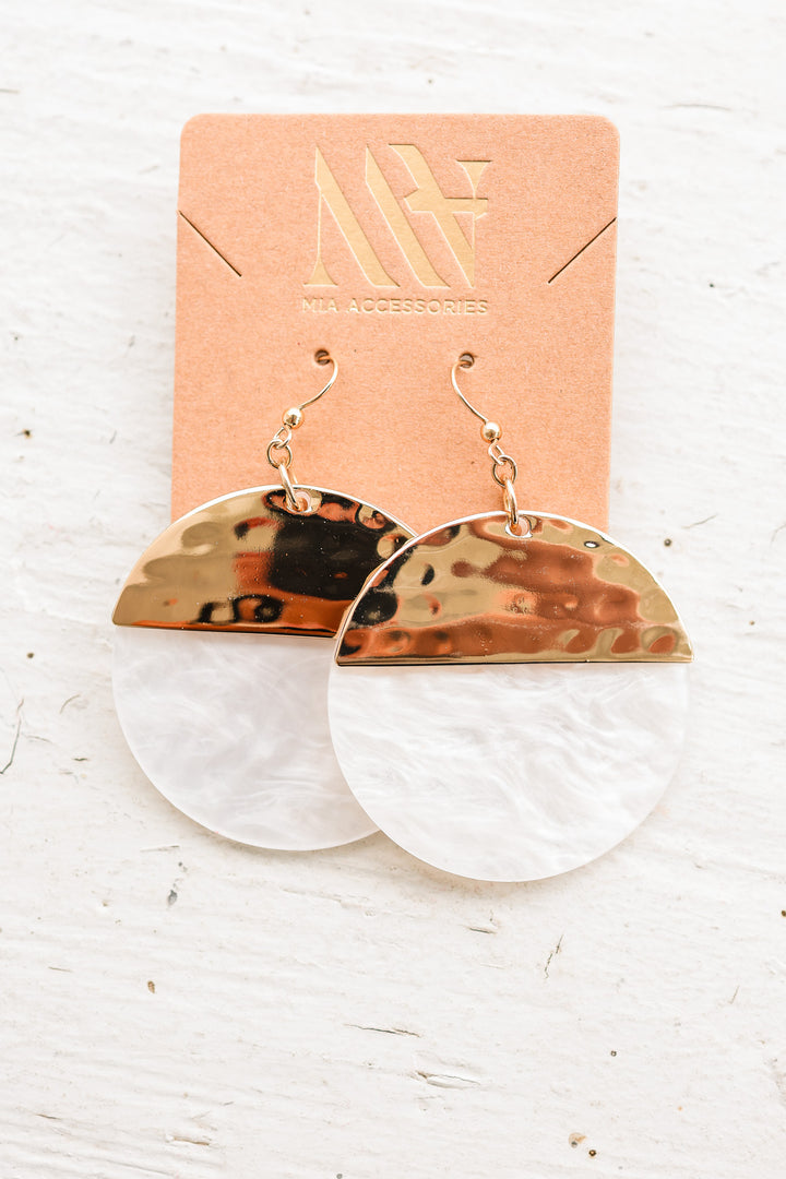 White Resin Acetate Drop Earrings