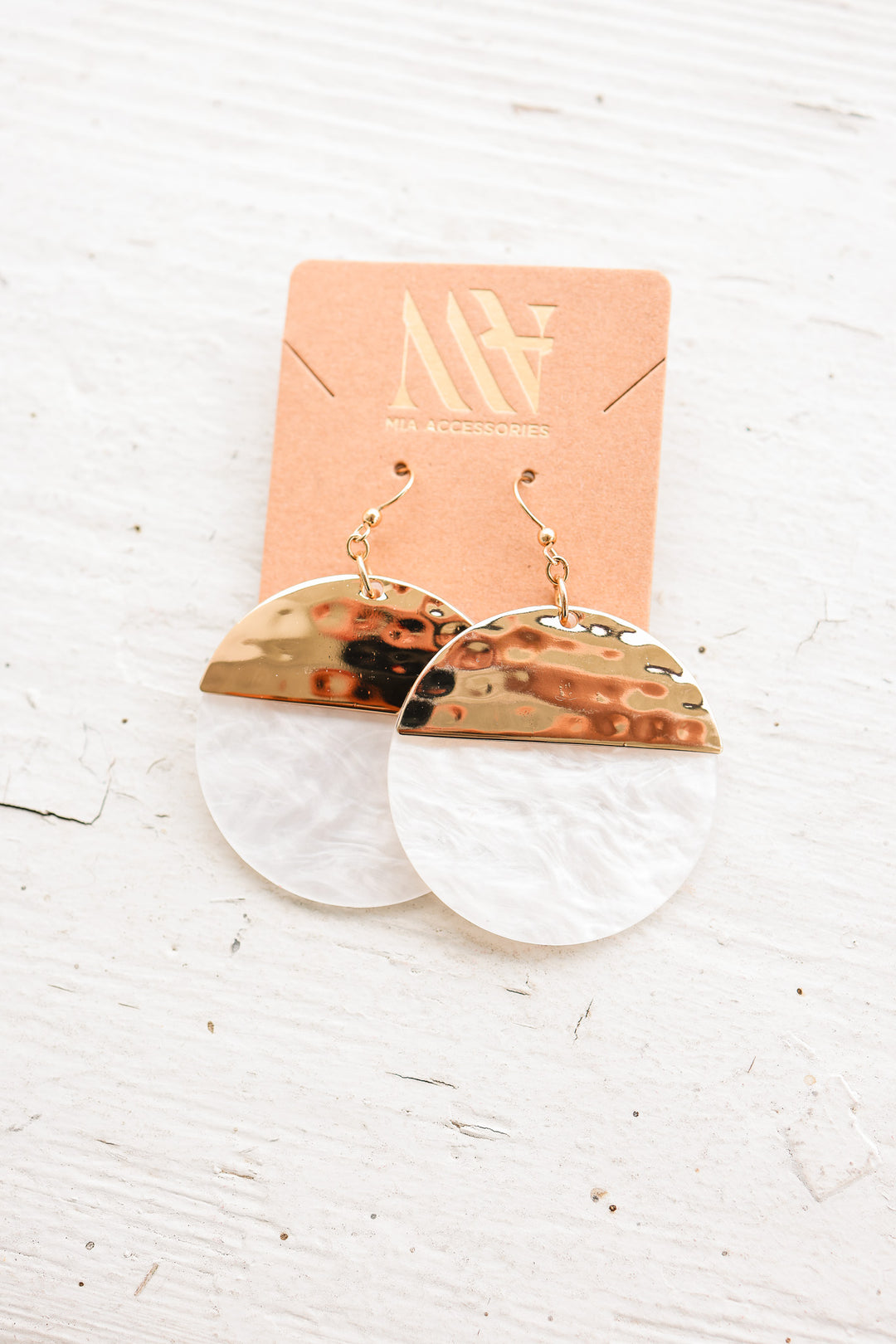 White Resin Acetate Drop Earrings