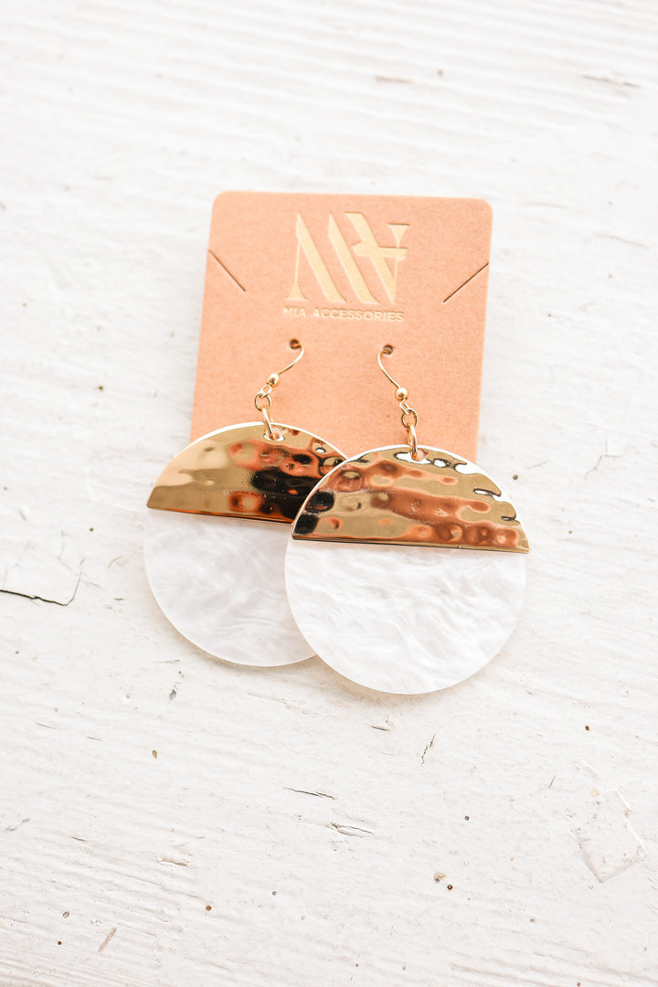 White Resin Acetate Drop Earrings