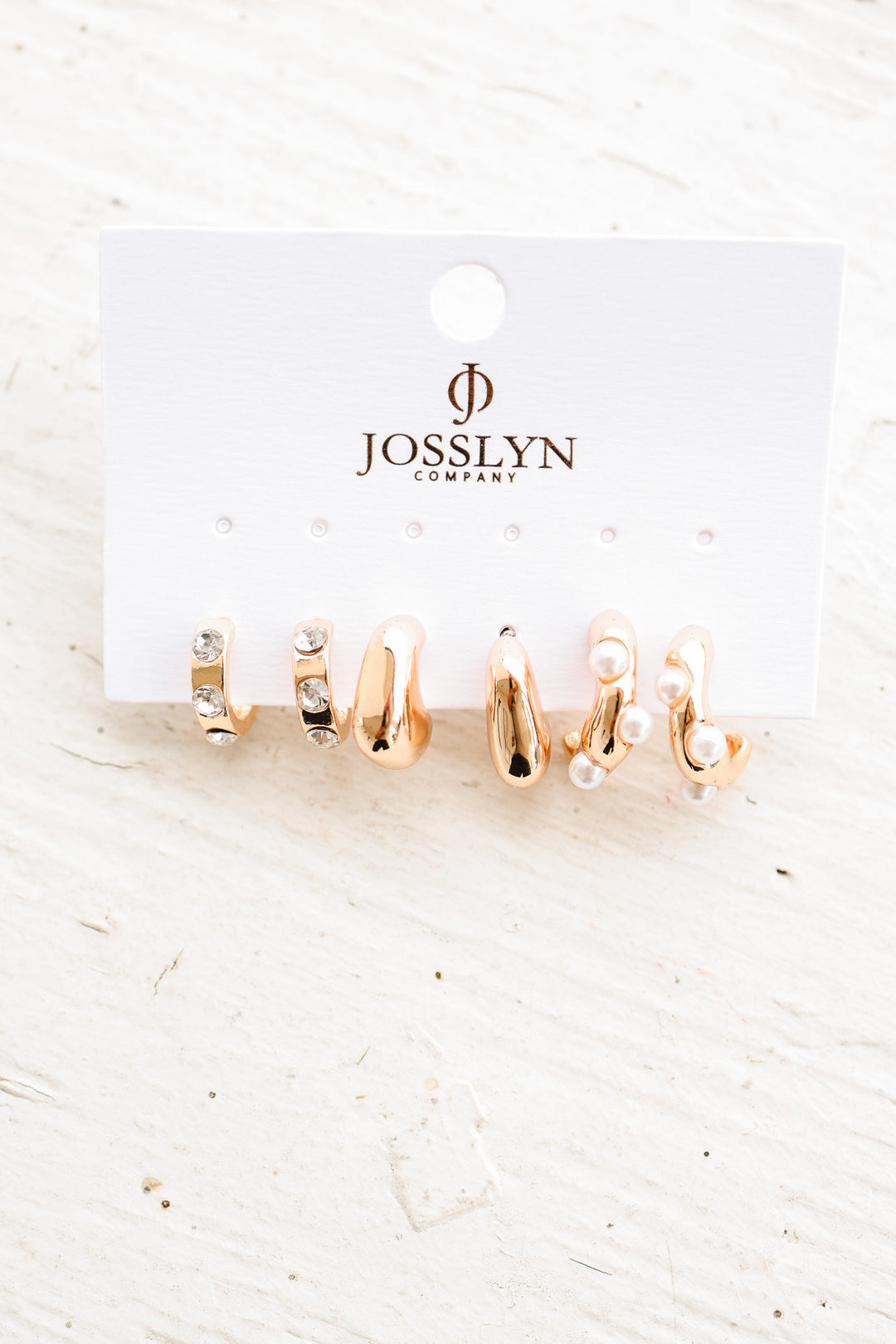 Rhinestone Pearl Curated Hoop Earring Set