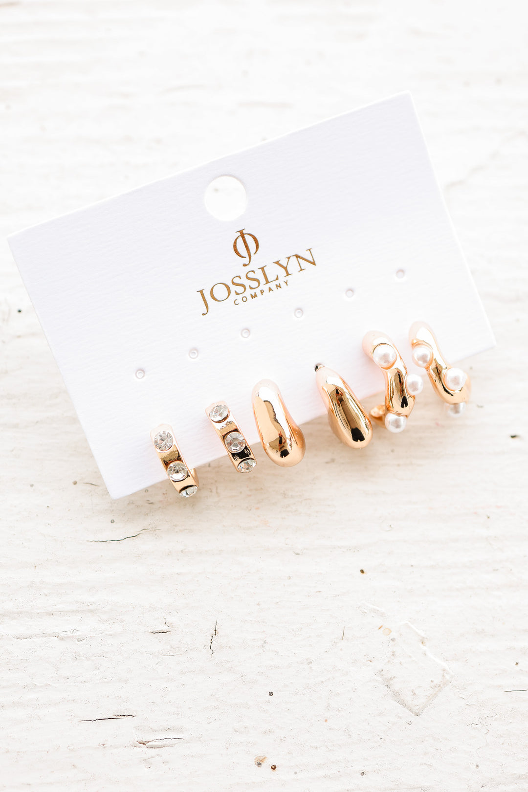 Rhinestone Pearl Curated Hoop Earring Set