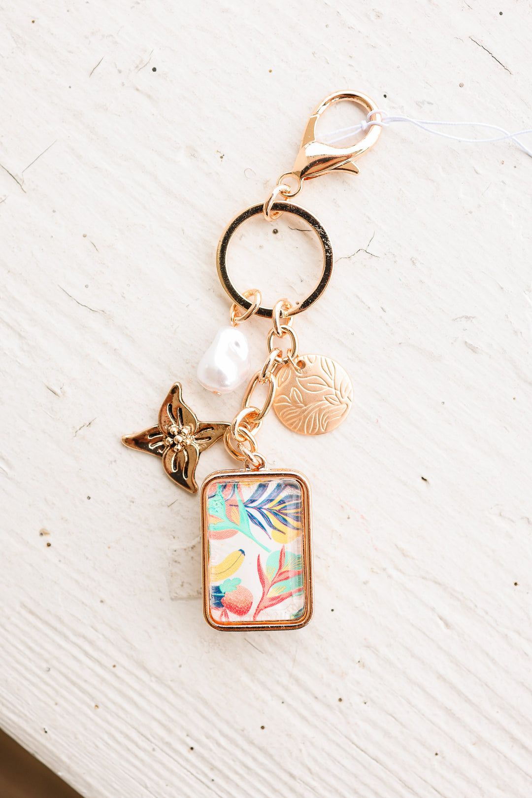 Flower and Pearl Charm Key Chain Bag Charm