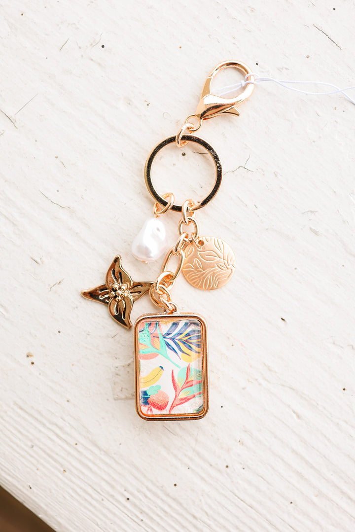 Flower and Pearl Charm Key Chain Bag Charm