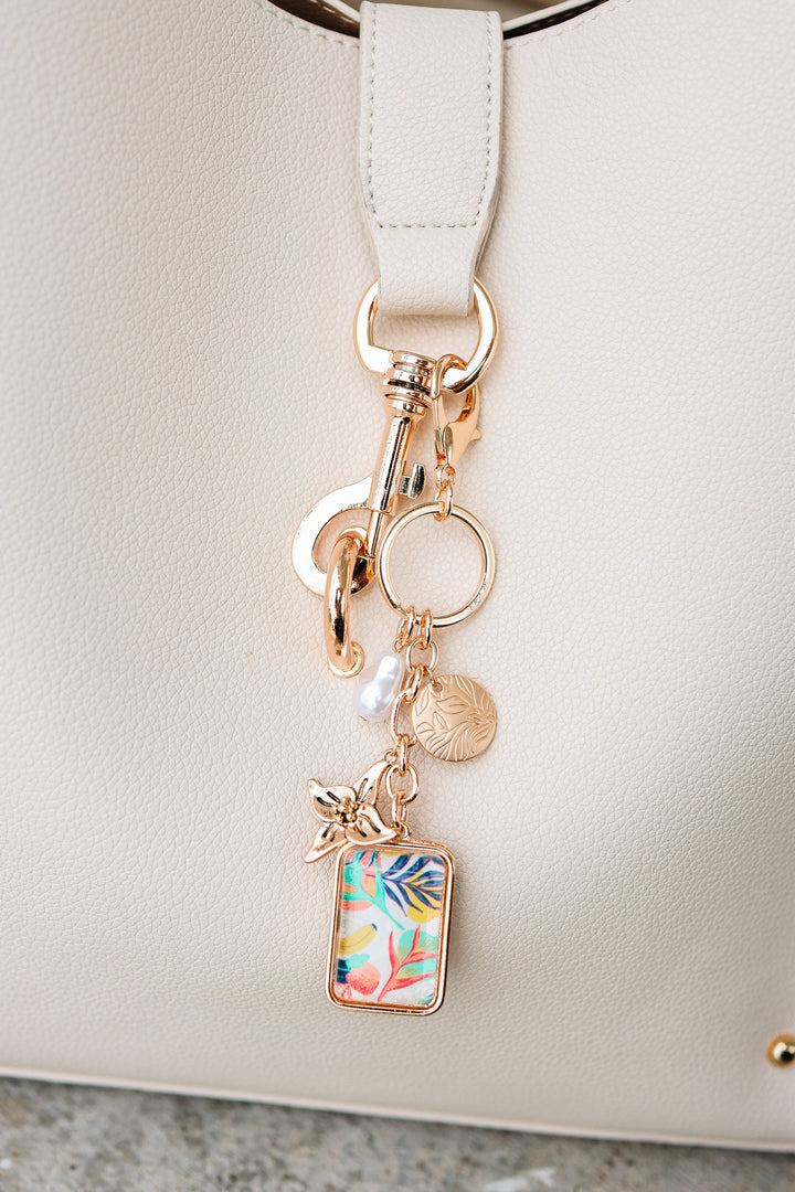 Flower and Pearl Charm Key Chain Bag Charm