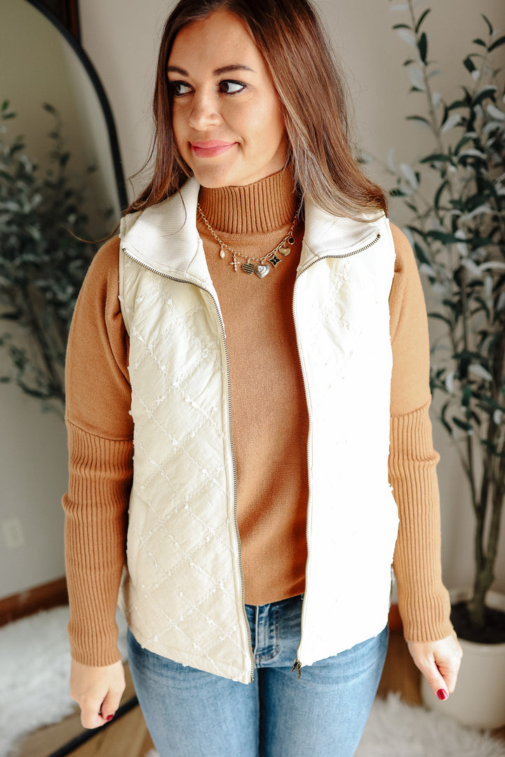 Kenzie Stitched Rib Vest - Cream