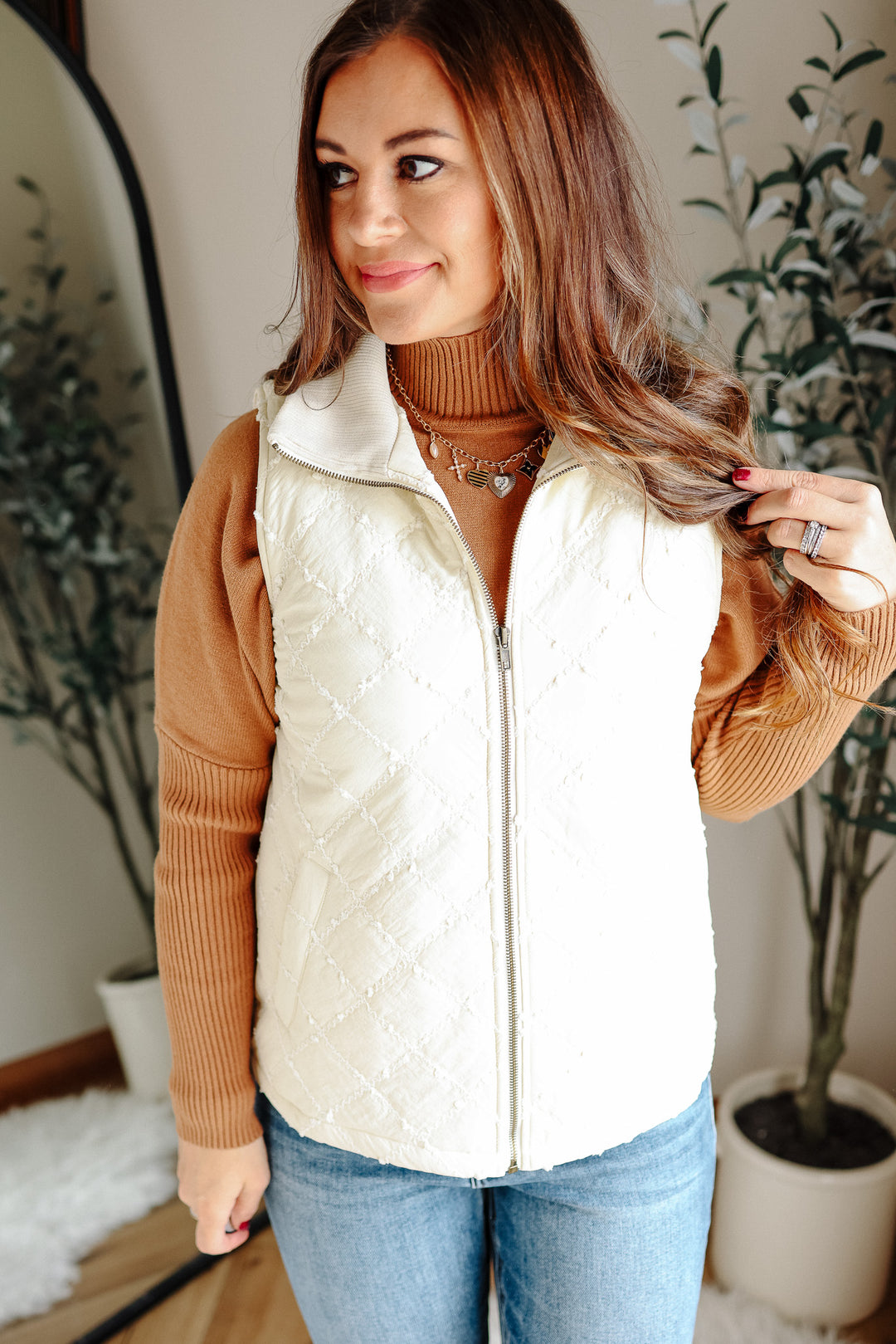 Kenzie Stitched Rib Vest - Cream