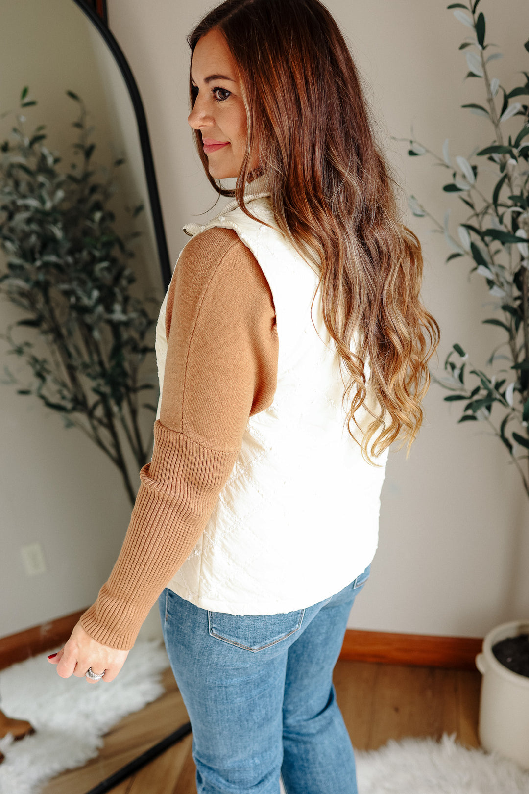 Kenzie Stitched Rib Vest - Cream