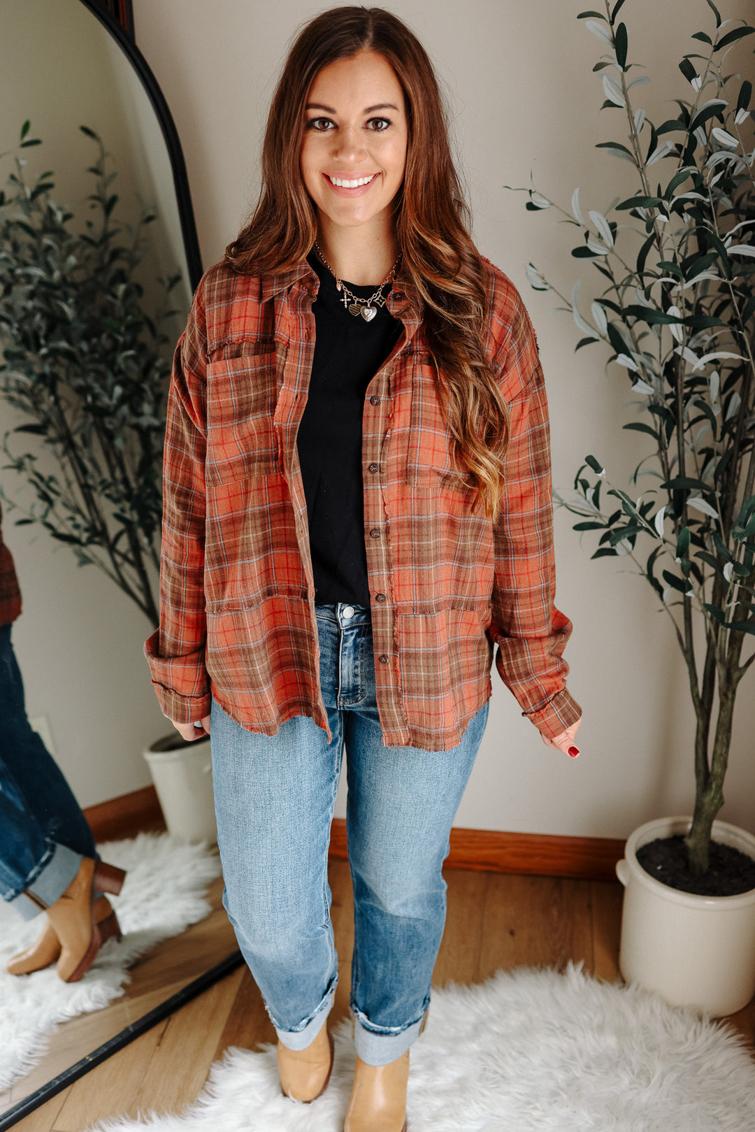 Lilah Washed Plaid Button Down