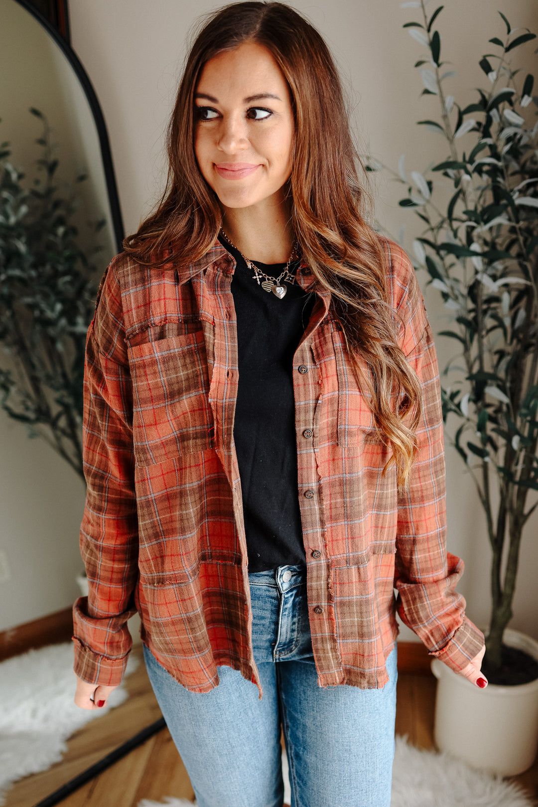 Lilah Washed Plaid Button Down
