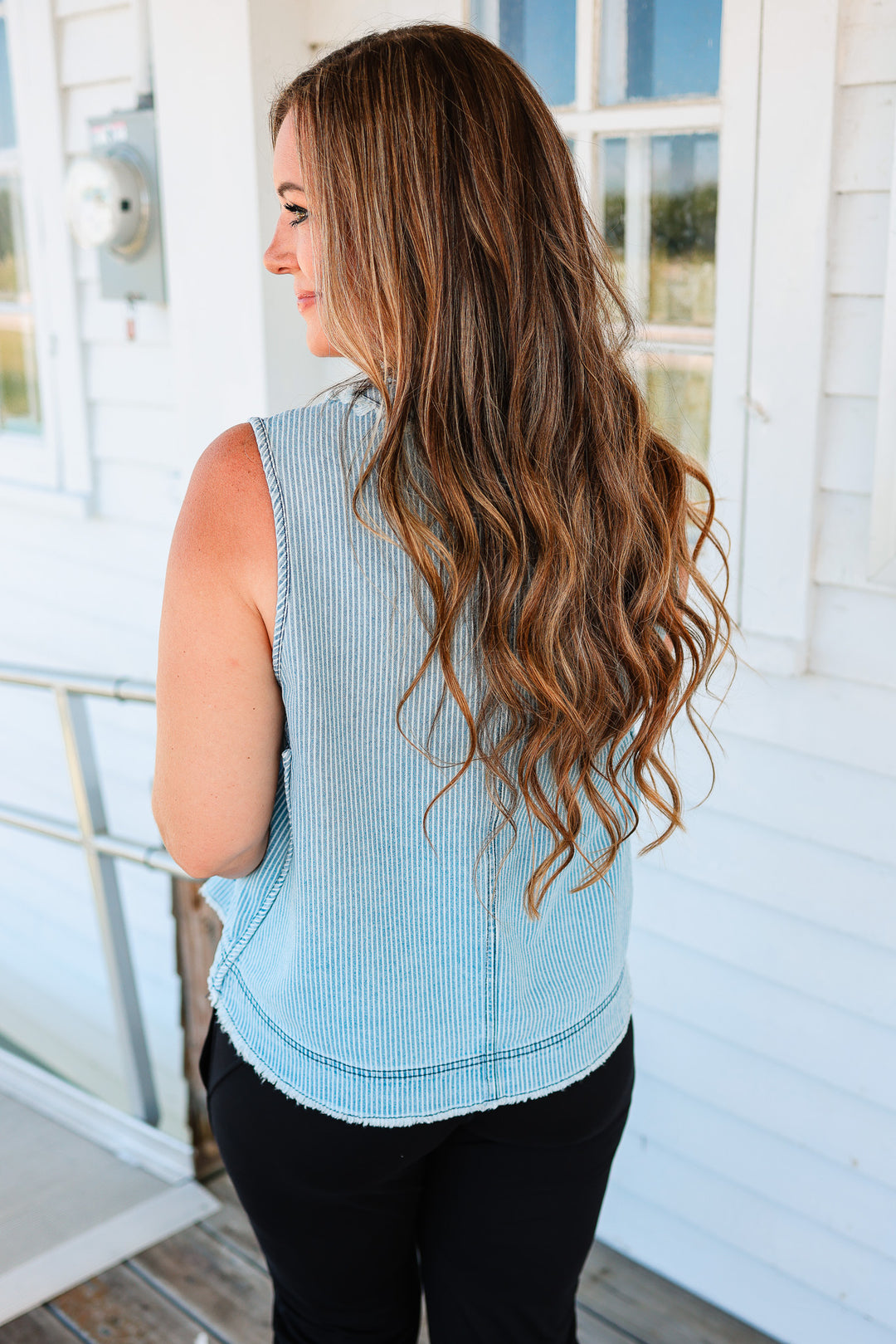 Nylah Button Down Denim Tank