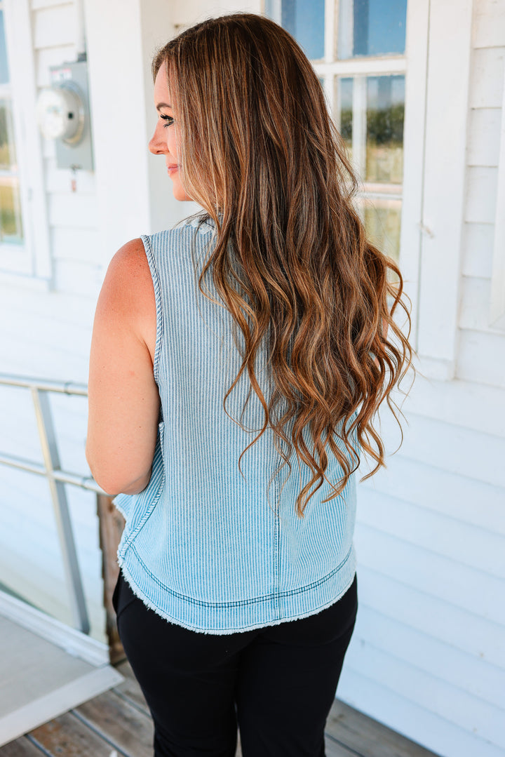 Nylah Button Down Denim Tank