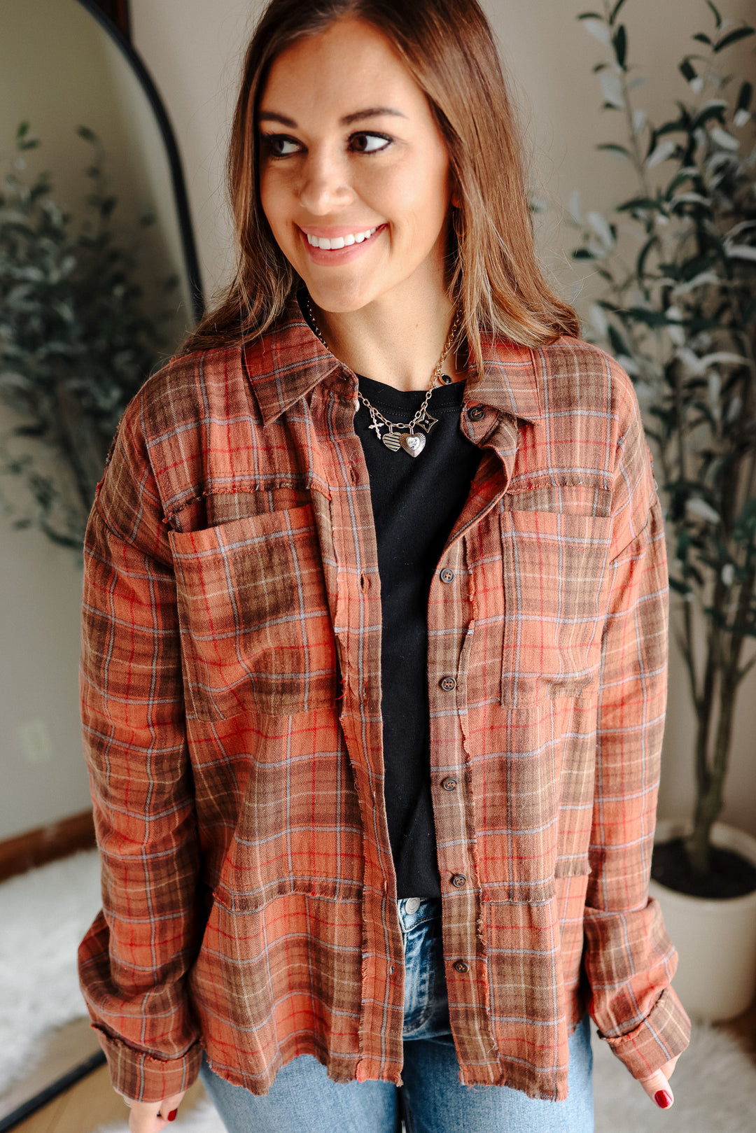 Lilah Washed Plaid Button Down