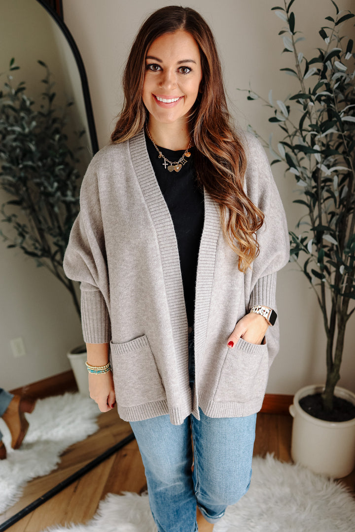 Ozzy Dolman Sleeve Cardigan - Grey
