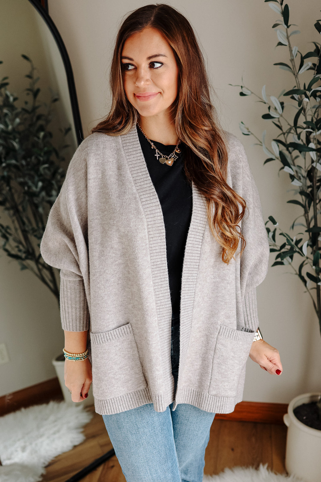 Ozzy Dolman Sleeve Cardigan - Grey