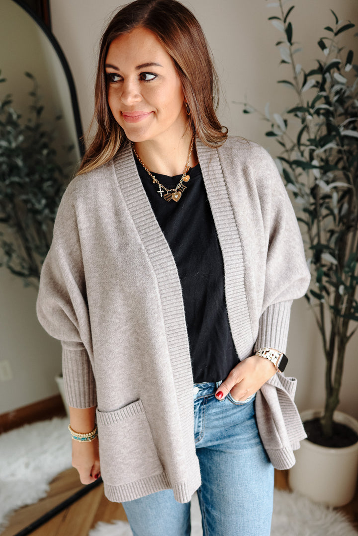 Ozzy Dolman Sleeve Cardigan - Grey