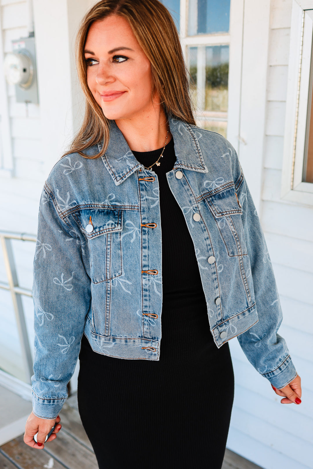 Ribbon Bow Denim Jacket