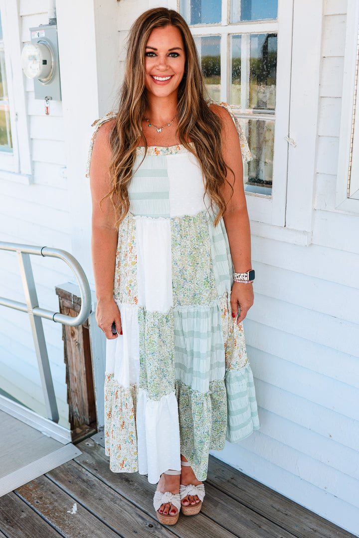 Presley Patchwork Tiered Maxi Dress