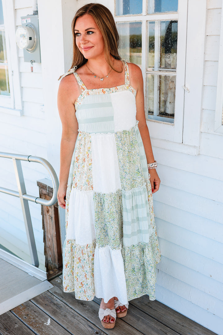 Presley Patchwork Tiered Maxi Dress