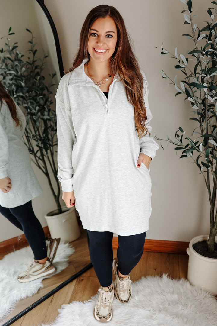 Jersey Lounge Sweatshirt Dress - Heather Grey