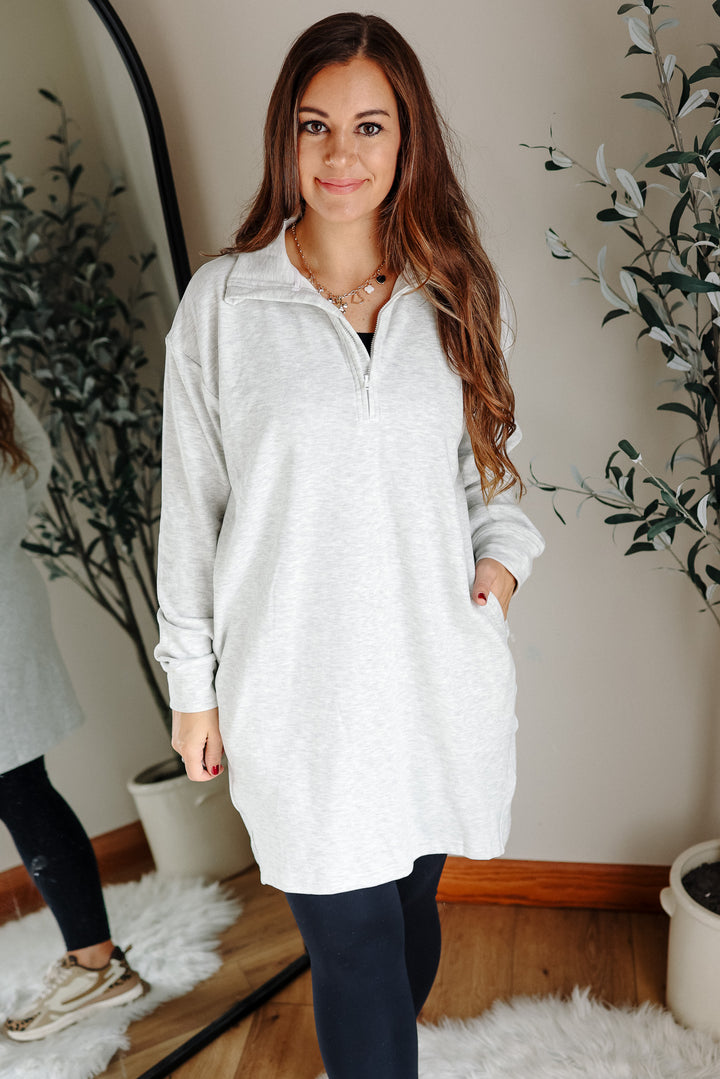 Jersey Lounge Sweatshirt Dress - Heather Grey