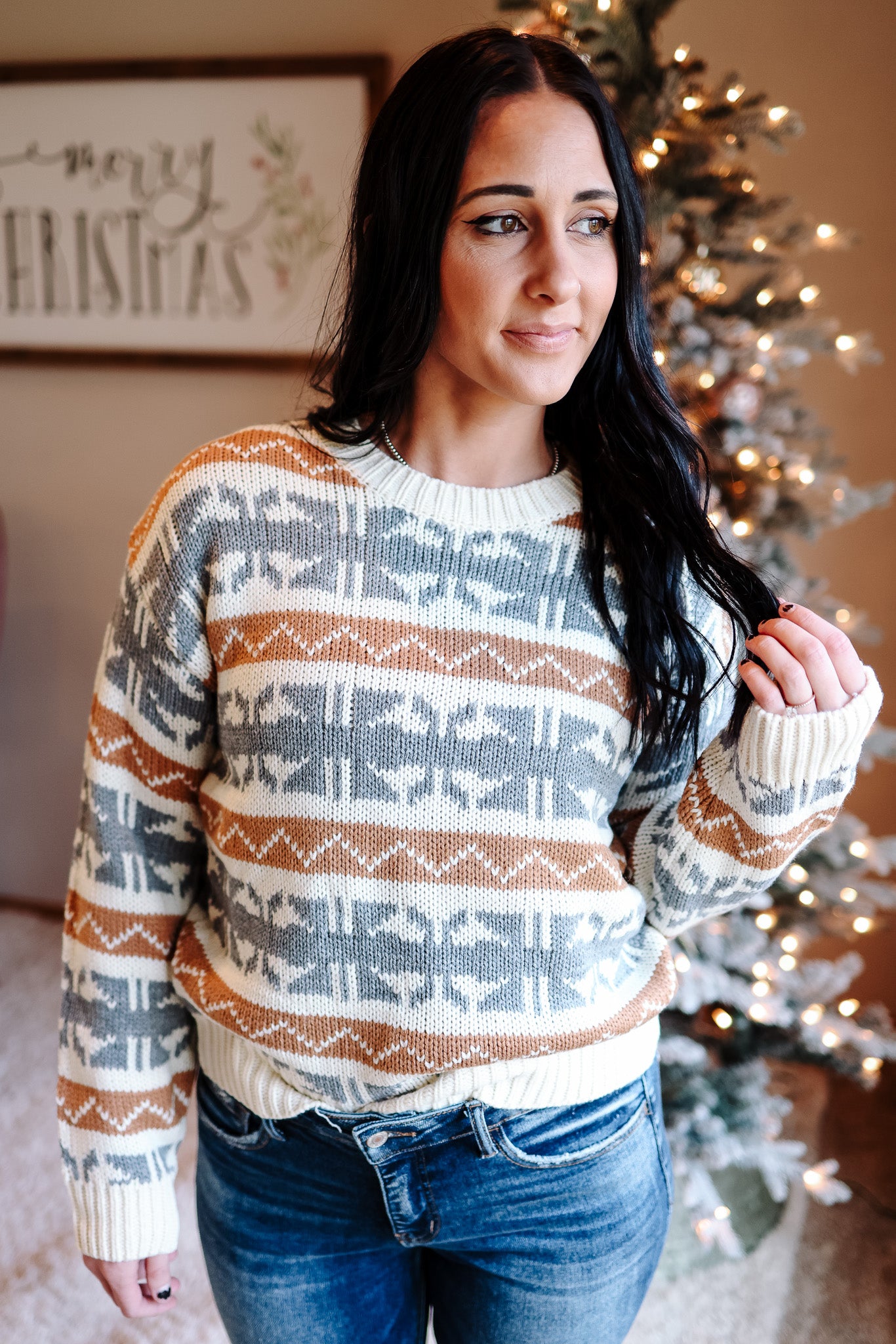 Regan Abstract Knit Pattern Sweater