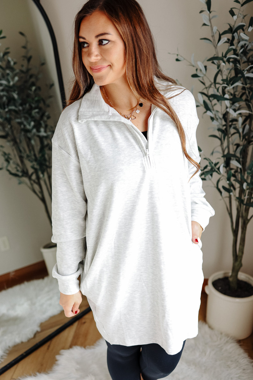 Jersey Lounge Sweatshirt Dress - Heather Grey