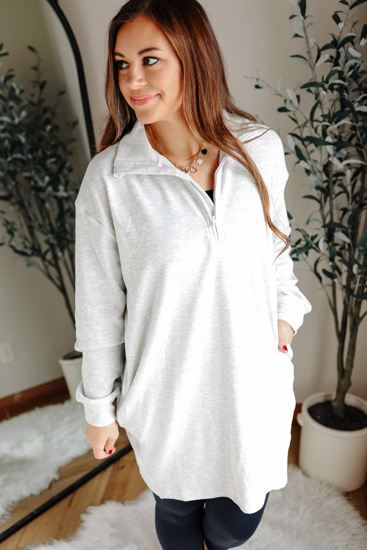 Jersey Lounge Sweatshirt Dress - Heather Grey